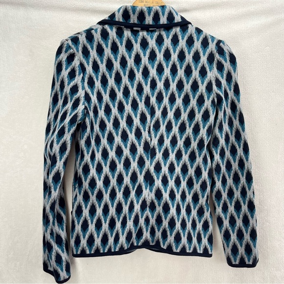 Pendleton Cotton Cardigan Blazer Jacket Gray & Navy Ikat Tribal Small Colorful - Picture 6 of 8
